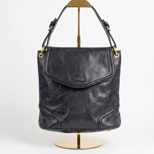 Black Leather Shoulder Bag Hand Bag Gorgeous Hardware The Trend